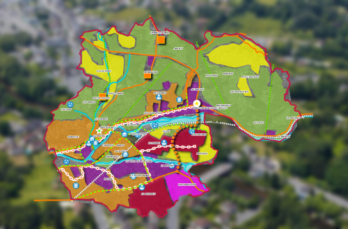 Exemple de cartographie de la commune de Malemort illustrant les grands principes du Projet d'Aménagement et de Développement Durables (PADD) de la commune, Préparation des dossiers en vue d'un conseil municipal